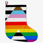 Grande Chaussette De Noël Drapeau de la fierté de progrès d'allié (Devant)