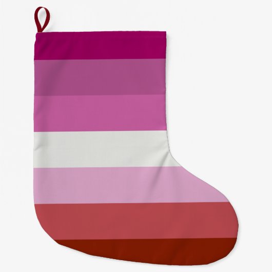 Grande Chaussette De Noël Drapeau de la fierté lesbienne rose (Devant)