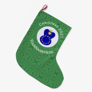Grande Chaussette De Noël Drapeau de Noël ange de l'Union européenne Personn