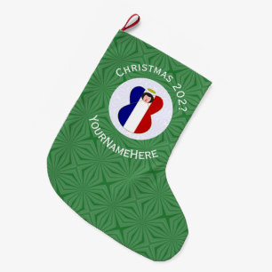Grande Chaussette De Noël Drapeau de Noël d'ange français personnalisé