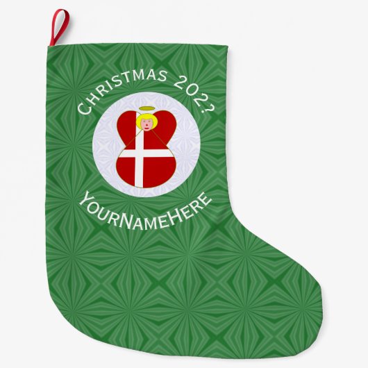 Grande Chaussette De Noël Drapeau de Noël danois personnalisé (Devant)