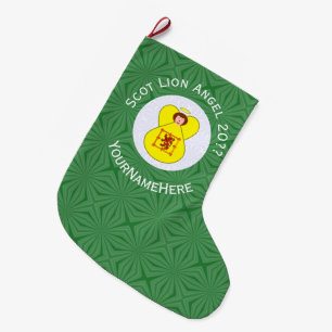 Grande Chaussette De Noël Drapeau de Noël de l'ange Lion Rampant écossais Pe