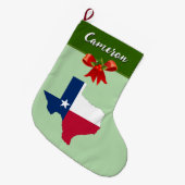 Grande Chaussette De Noël Drapeau de Noël de l'État du Texas (Devant (Accrochage))