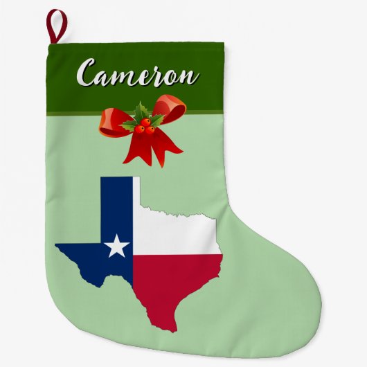Grande Chaussette De Noël Drapeau de Noël de l'État du Texas (Devant)