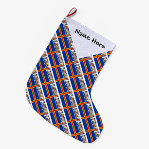 Grande Chaussette De Noël Drapeau des îles Ålander Åland Carrelé Personnalis