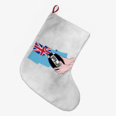 Grande Chaussette De Noël Drapeau Fidji Rugby Ball Pass Mains de dessin (Devant (Accrochage))