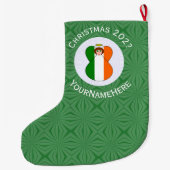 Grande Chaussette De Noël Drapeau irlandais Noël Ange Nom de l'année (Dos)