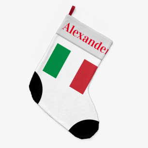 Grande Chaussette De Noël Drapeau italien Sock Design avec nom