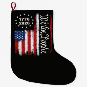 Grande Chaussette De Noël Drapeau patriotique Nous Le Peuple 1776 2026