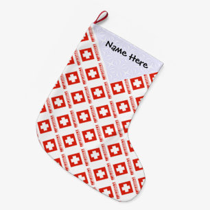 Grande Chaussette De Noël Drapeau Suisse Suisse Mosaïque Personnalisation No