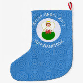 Grande Chaussette De Noël Drapeau Welsh Angel Hanoukka personnalisé (Dos)