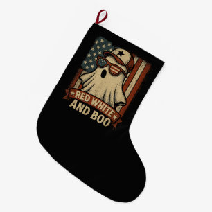 Grande Chaussette De Noël Drôle et patriotique Rouge blanc et boo