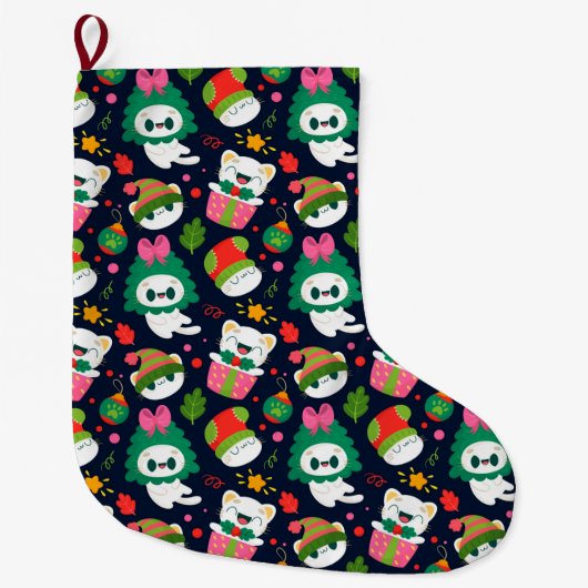 Grande Chaussette De Noël Drôle Motif de Noël (Devant)