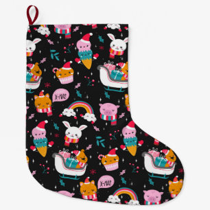 Grande Chaussette De Noël Drôle Motif de Noël
