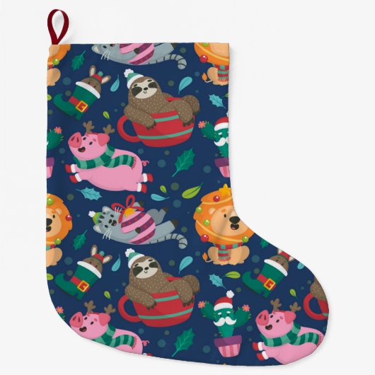 Grande Chaussette De Noël Drôle Motif de Noël (Devant)