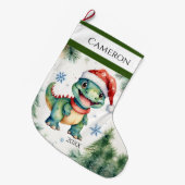 Grande Chaussette De Noël Drôle Xmas Dinosaur (Devant (Accrochage))