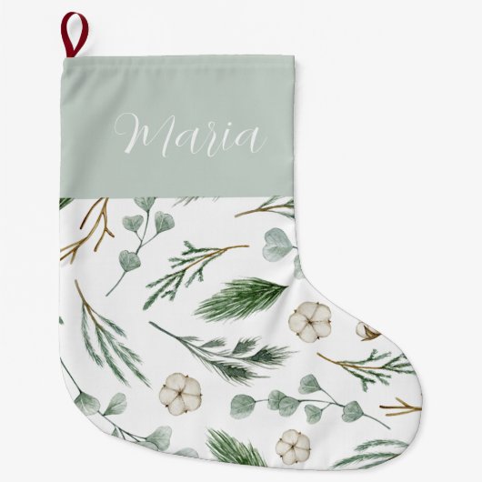 Grande Chaussette De Noël Écriture élégante de Noël minimale moderne (Devant)