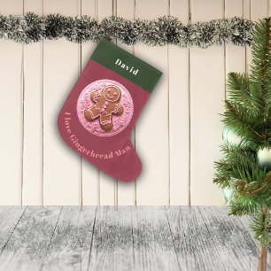 Grande Chaussette De Noël Effet Broderie Noël Gingerman Nom personnalisé