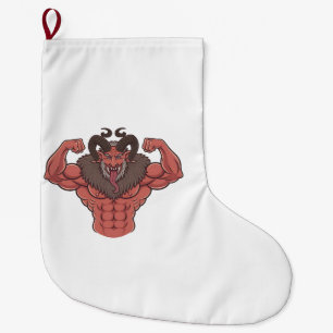 Grande Chaussette De Noël Éffrayant Krampus Noël Flexing Muscle Fitness