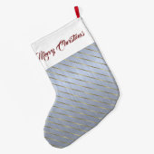 Grande Chaussette De Noël Elégant Argent Gold Stripes (Dos (Accrochage))