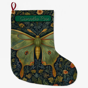 Grande Chaussette De Noël Élégant boho rétro Luna moth botanique