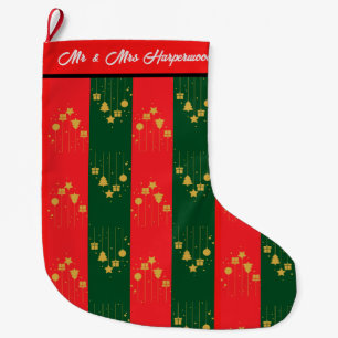 Grande Chaussette De Noël Elégant Moderne premier Noël Mr & Mrs Couple