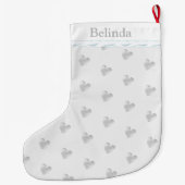 Grande Chaussette De Noël Élégant Motif de coeur argenté (Dos)