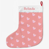 Grande Chaussette De Noël Élégant Motif de coeur rose (Dos)