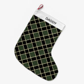 Grande Chaussette De Noël Élégant Motif de diamants noir et vert (Devant (Accrochage))
