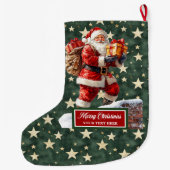 Grande Chaussette De Noël Élégant Père Noël Classique Stocker Votre Nom Pers (Dos)