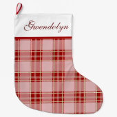 Grande Chaussette De Noël Élégant Rouge Plaid (Devant)