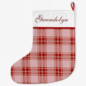 Grande Chaussette De Noël Élégant Rouge Plaid (Dos)