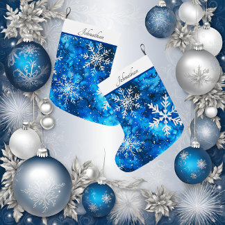 Grande Chaussette De Noël Élégant Snowflake Noël Stocker