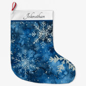 Grande Chaussette De Noël Élégant Snowflake Noël Stocker (Devant)