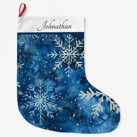 Grande Chaussette De Noël Élégant Snowflake Noël Stocker (Devant)