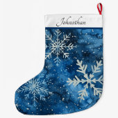 Grande Chaussette De Noël Élégant Snowflake Noël Stocker (Dos)