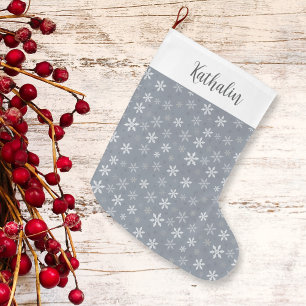 Grande Chaussette De Noël Élégant Snowflakes gris Vintage