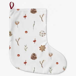 Grande Chaussette De Noël Élégante couronne de Noël en coton et en pin