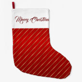 Grande Chaussette De Noël Élégantes bandes d'or rouge (Devant)