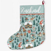 Grande Chaussette De Noël Éléments nordiques de Noël avec nom (Dos)