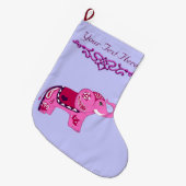 Grande Chaussette De Noël Eléphant au henné (rose/violet) (Devant (Accrochage))