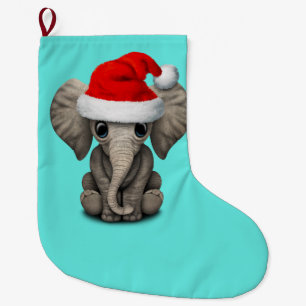 Grande Chaussette De Noël Éléphant de bébé utilisant un casquette de Père