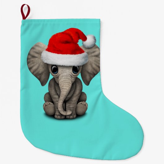 Grande Chaussette De Noël Éléphant de bébé utilisant un casquette de Père (Devant)