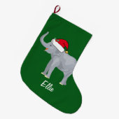 Grande Chaussette De Noël Eléphant de Noël mignon (Devant (Accrochage))