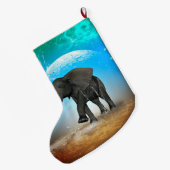 Grande Chaussette De Noël Éléphant mignon de bébé (Dos (Accrochage))