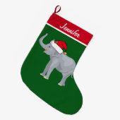Grande Chaussette De Noël Eléphant mignon personnalisé (Devant (Accrochage))