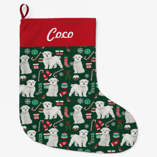 Grande Chaussette De Noël élevage de chiens de nom personnalisé maltais