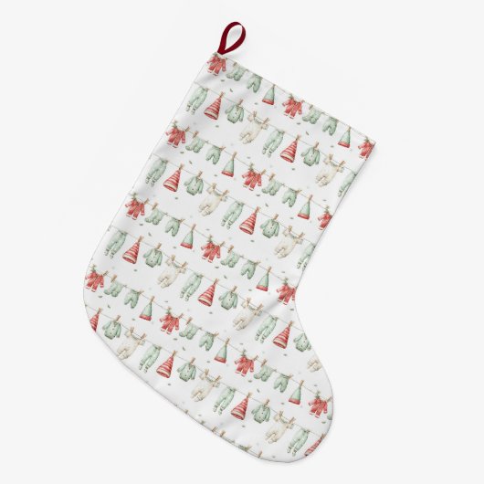 Grande Chaussette De Noël Elf Laundry Pattern (Devant (Accrochage))