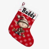 Grande Chaussette De Noël Elfe de Noël personnalisable (Devant (Accrochage))