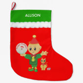 Grande Chaussette De Noël Elfe mignon (Devant)